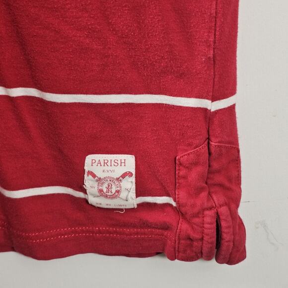 Parish Nation Red Short Sleeve Rugby Shirt Sz XL Raised Logo Y2K Preppy Varsity - Picture 3 of 6